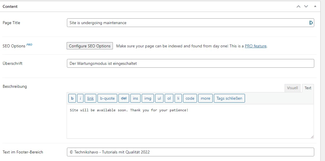 Wartungsmodus WordPress Plugin Wartungsmodus WordPress Plugin